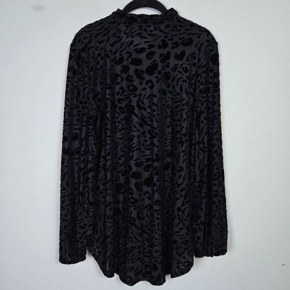 White House Black Market Velvet Burnout Tunic Top Size Medium Black Fairy Grunge - Picture 2 of 7